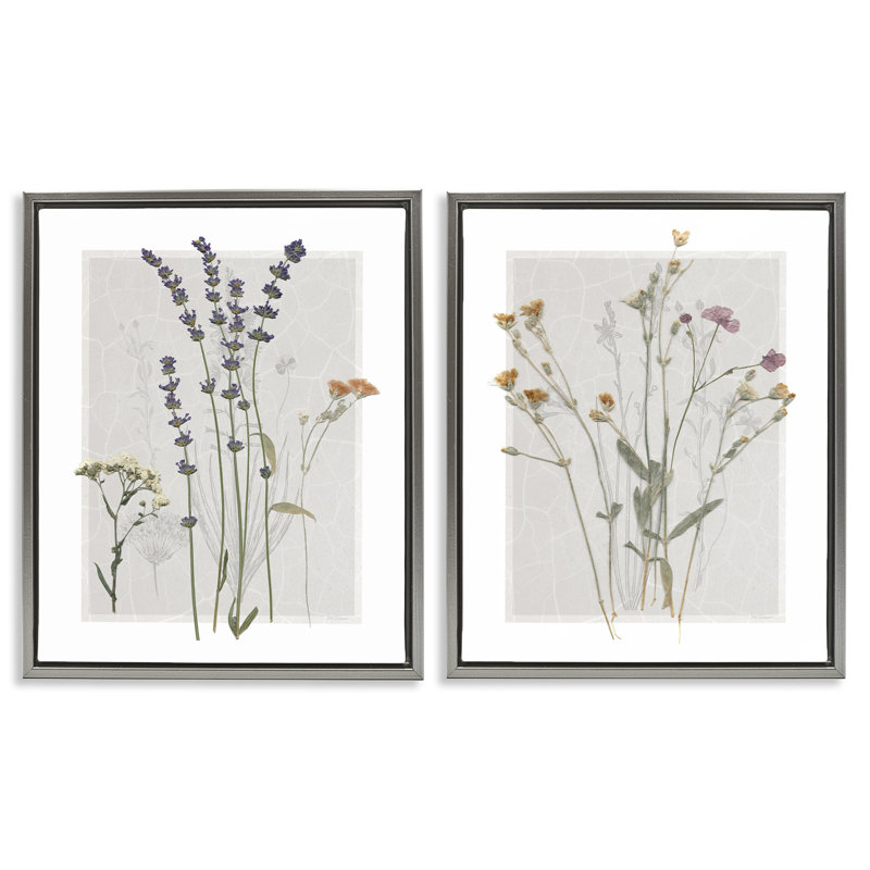 Delicate Wildflower, Cadre flottant gris lustré, H 21 po x l 17 po