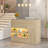 55" Reception Desk with LED Lights, Double-Layer Display Rack, L-Shaped Front Desk Reception Room Table Drawer With Lock-1722814936