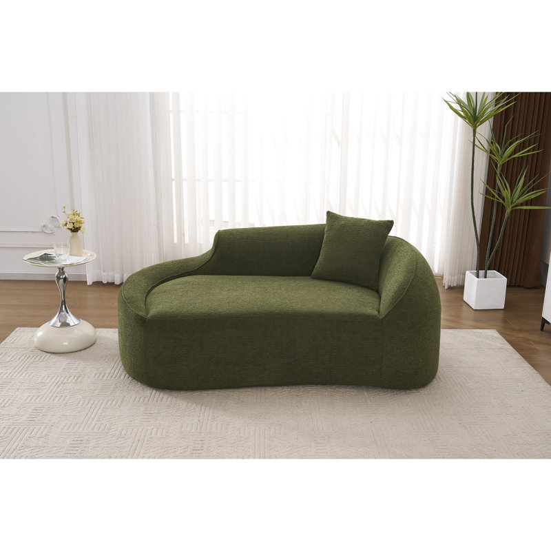 Chaise longue incurvée à compression, chenille, avec oreiller intégré, 3 en 1, polyvalente, assise profonde, aucun assemblage requis, pour chambre à coucher, lit moderne, 2 places, idéale pour les petits espaces, design, montage rapide