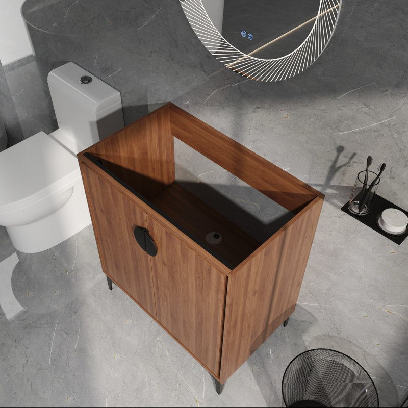 Base de meuble-lavabo autoportant 30 po avec lavabo intégré et portes à fermeture en douceur