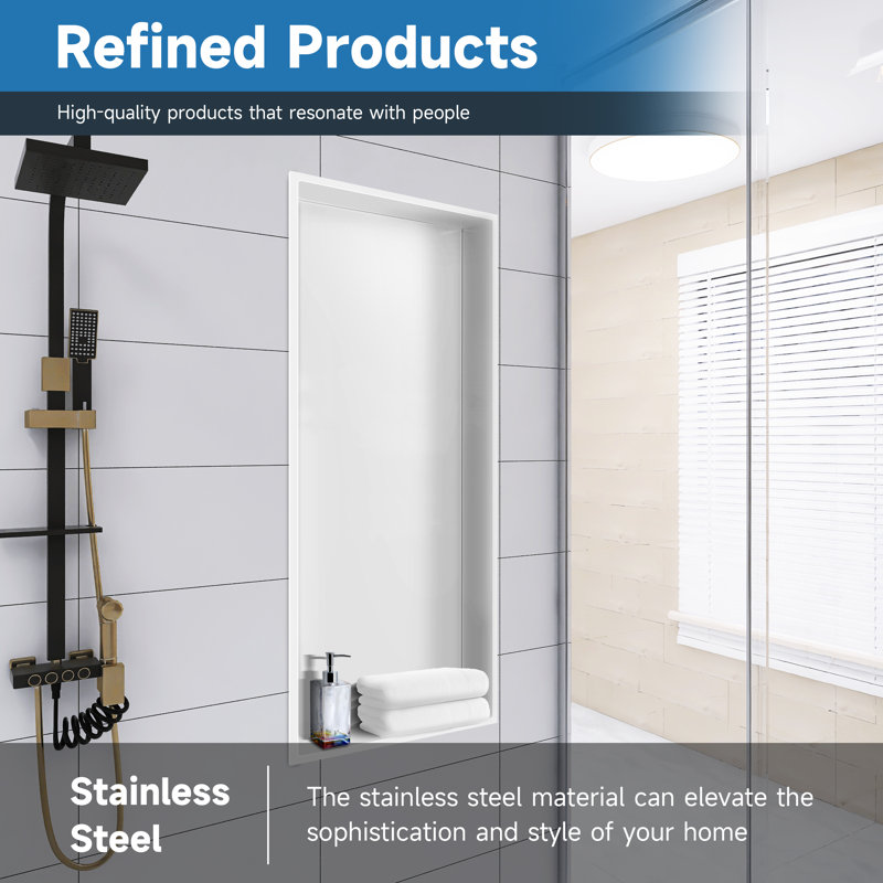 Nexus blanc 37 po X P 13 po H x 4 po D Niche de douche, Blanc