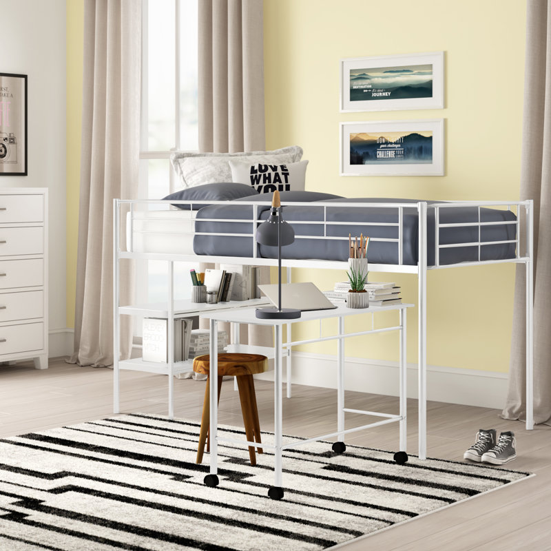 Nanafalia Kids Twin Loft Bed, White