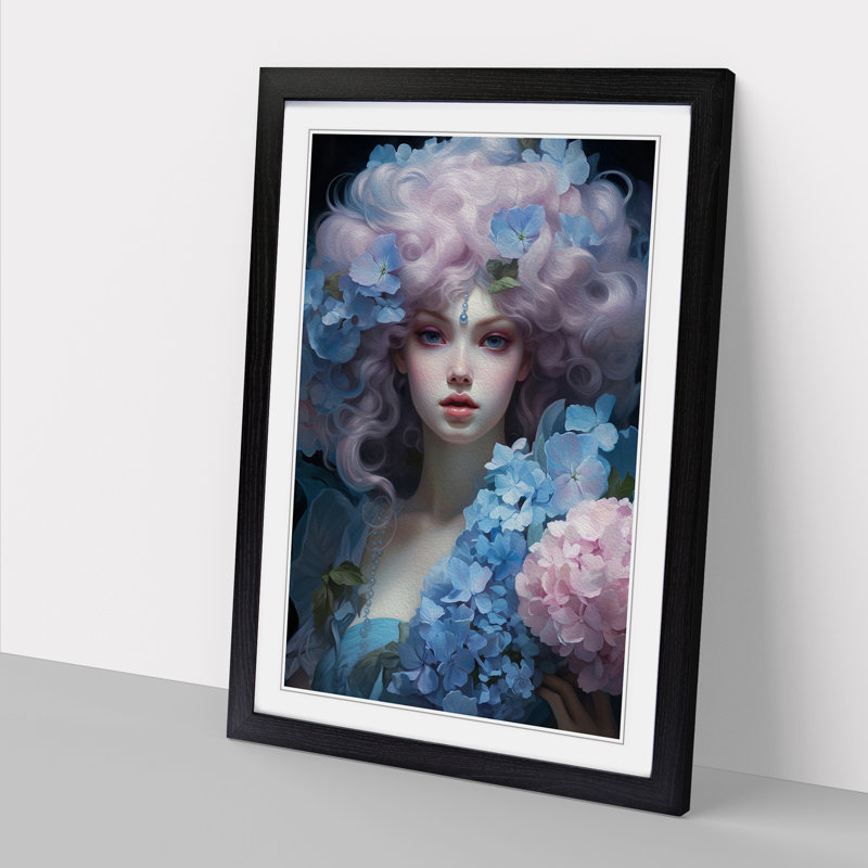Hydrangea Rococo - Framed Print, 46cm H x 34cm W x 2cm D, Black Framed