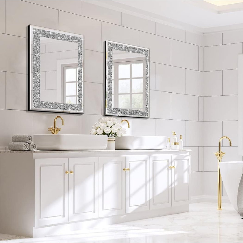 Faustine Glam Crystal Accent Wall Mirror, 20" x 16"