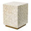 Tabouret de 14 po x 14 po x 18 po Adaire, de couleur crème, de motifs de losanges, d'une base en laiton et d'un mobilier d'intérieur polyvalent