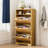 31.6" Narrow Shoe Cabinet with 3 Flip Drawers, 9.6" Ultra-Slim Design, Wave Textured Hidden Storage, Natural Wood with Gold Accents, 54" Tall Tower-650025489