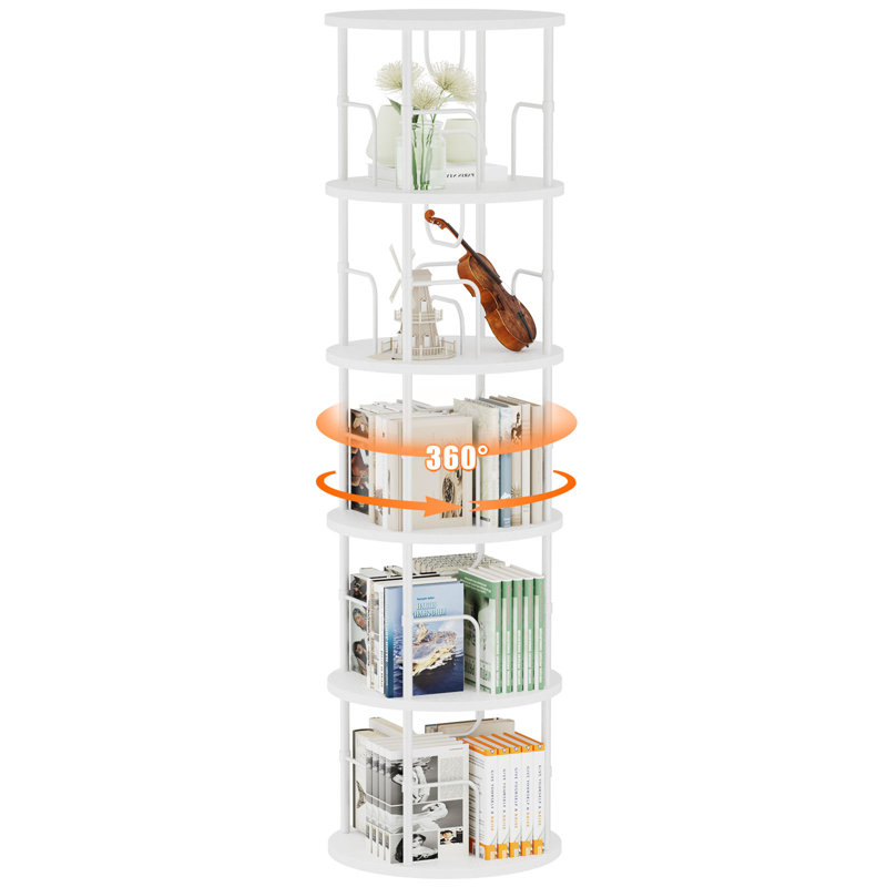 Bibliothèque pivotante à 360 °, étagère de rangement et de présentation pivotante pour le bureau à domicile et le salon