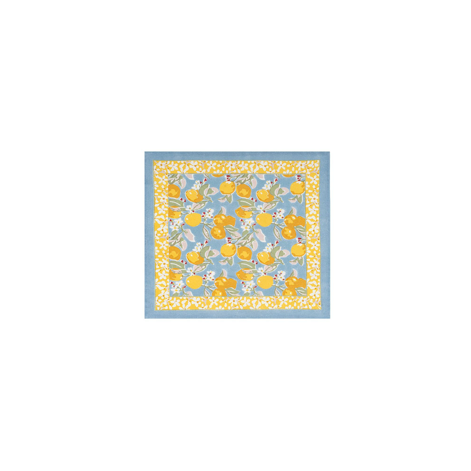 Citron Linen Floral Square Napkin, Blue/Yellow