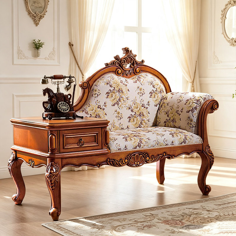 Chaise longue simple en bois massif, Right Hand Facing