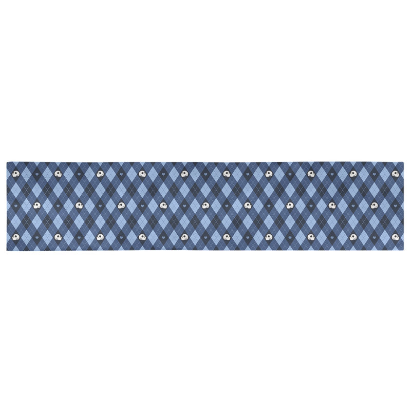Chemin de table argyle crânes Avicia, 73,5 po x 17,5 po, Bleu, Polyester