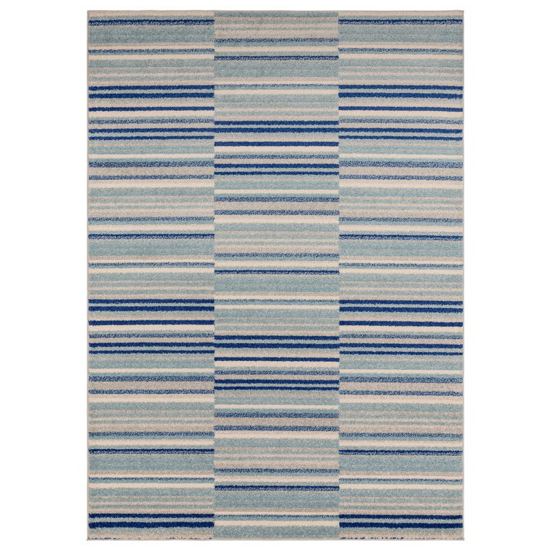 Donnavan Striped Blue Area Rug, Rectangle 160 x 230cm