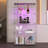 Two-Door LED Lights  Glass Display Cabinet 4 Shelves With Door, Floor Standing Curio Bookshelf For Living Room Bedroom Office, 64.7"*31.7"*14.3", White-1277090884
