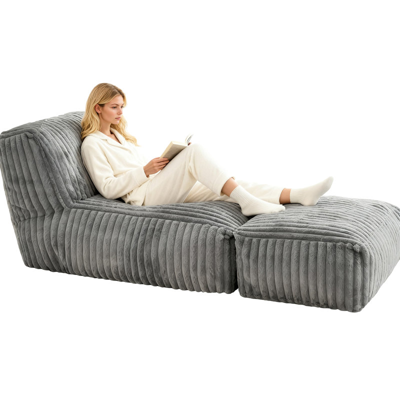 Convertible Bed For Reading, Sleeping Modular Floor Chaise Lounge, 3 - Zone Support System, Breathable Removable Covers, Neutral Gray, 25.42 In Height Working Support, Corduroy, Adapts To 4 Core