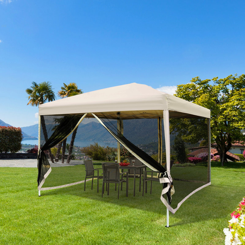 210D Oxford 10' X 10' Pop Up Canopy Tent With Netting, Instant Screen Room House, Tents For Parties, Height Adjustable, With Carry Bag, For Outdoor, Garden, Patio