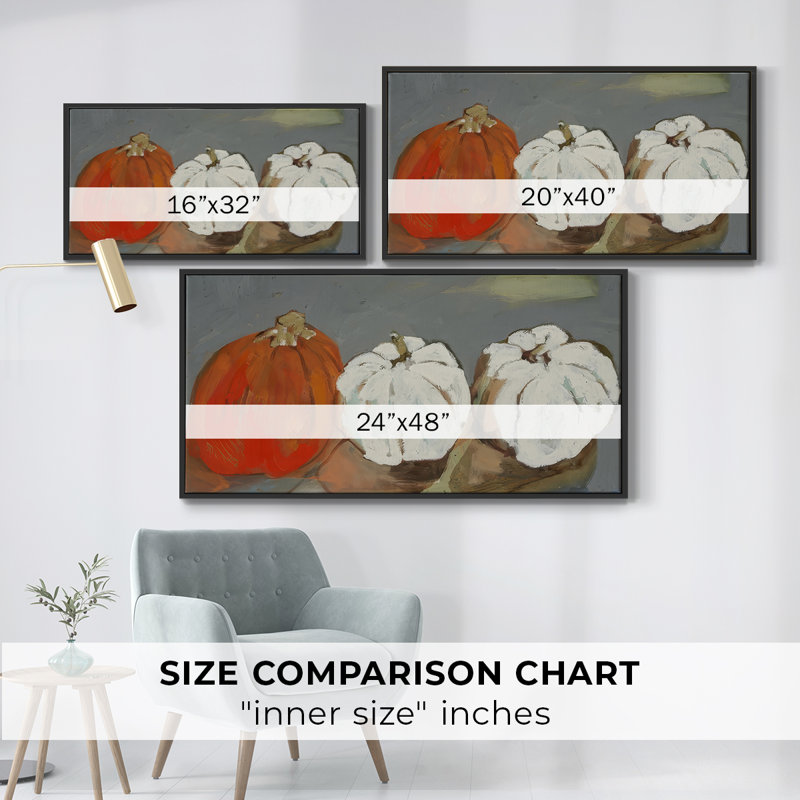 «One Orange, Two White», toile tendue avec châssis encadré, prête à être accrochée, H 25 po x l 49 po, Noir