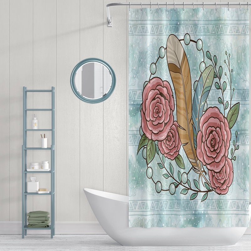 Rideau de douche simple à motif floral, H 70 po x l 93 po