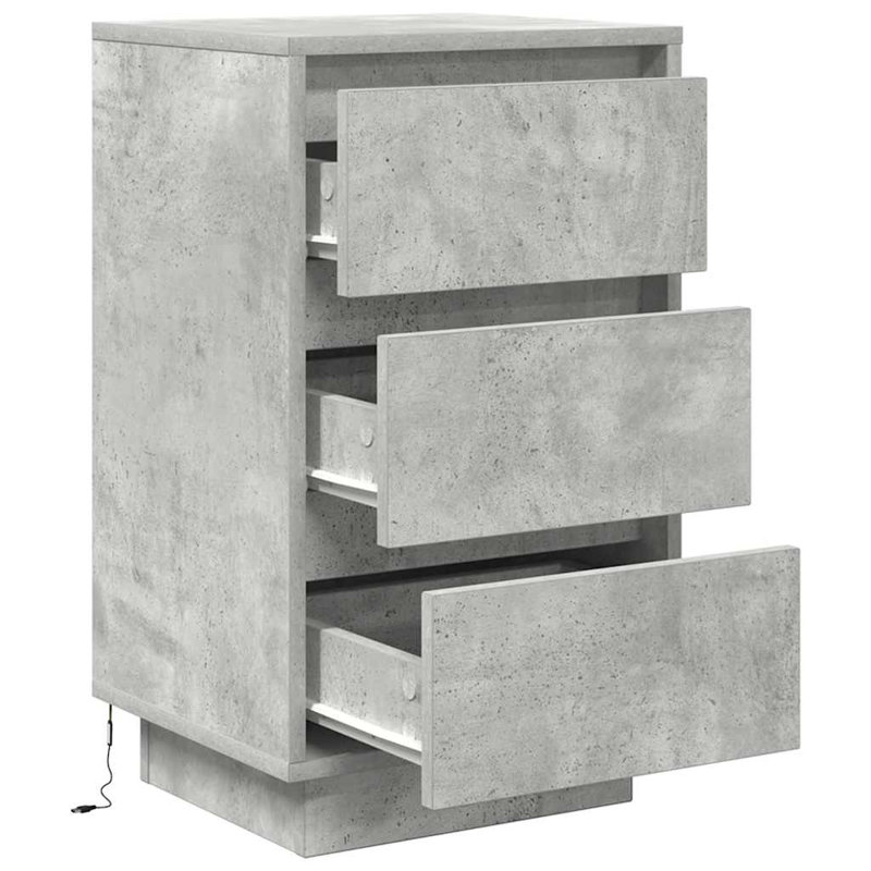 Davayah 38cm W Manufactured Wood Bedside Table, Concrete Grey
