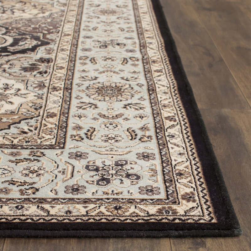 Setser Viscose Oriental Rug in Beige/Black, Rectangle 4' x 5'3"