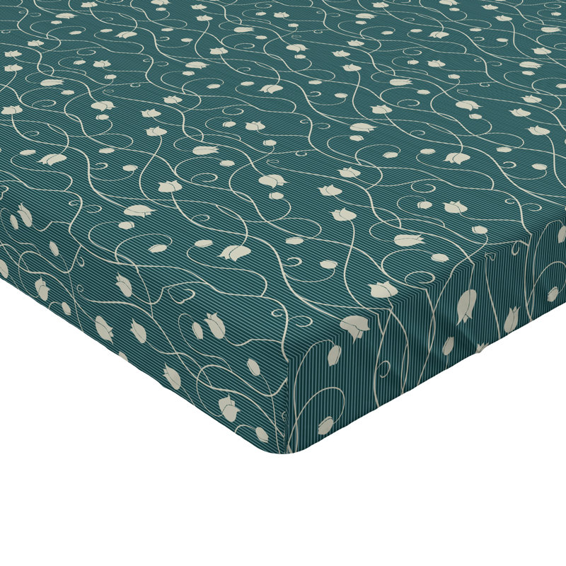 Drap-housse Ambesonne, Drap-housse simple TG, Bleu cadet / motif floral coquille d'œuf