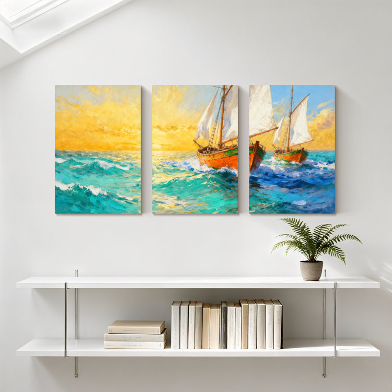 Ensemble de 3 impressions d'art sur toile, H 18 po x l 36 po