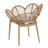 Kirk Outdoor Wicker Peacock Shape Papasan Style Chair, Teak Finished Leg, Light Brown Faux Rattan and Beige Cushion, Set of 2