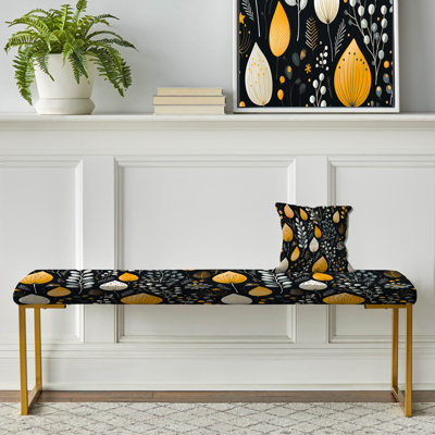 Banc floral rembourré or