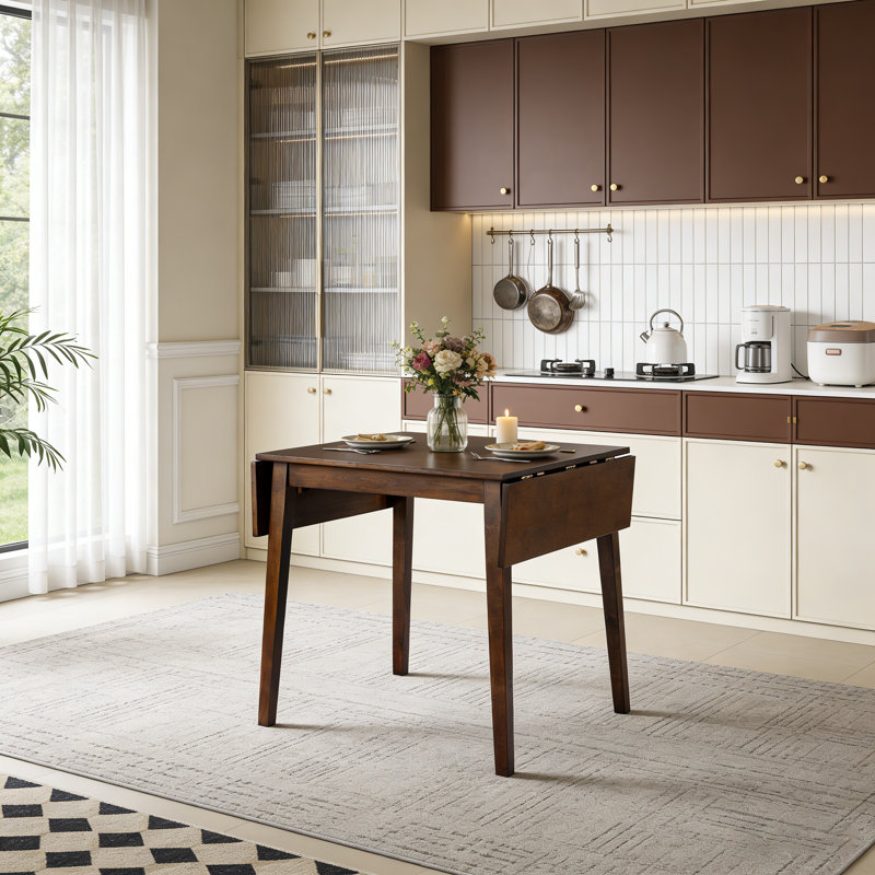 Extendable Kitchen Table with Rubberwood Legs, Brown