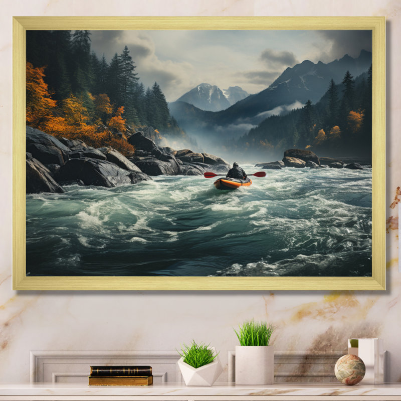 River Reflections II - Lakes & Rivers, art mural sur toile, Cadre doré à une seule photo, H 16 po x l 32 po x P 1 po