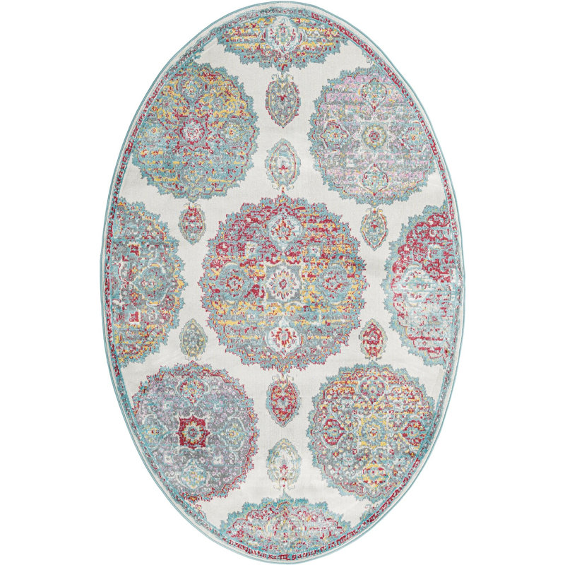 Floral Indoor Rug, Oval 5'5" x 8'