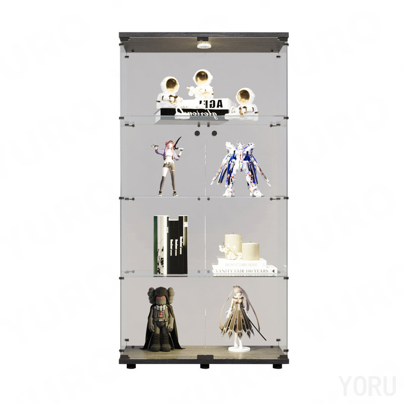 Vitrine 64,7 "en verre, 2 portes, 4 tablettes, lumière DEL - standard, Blanc