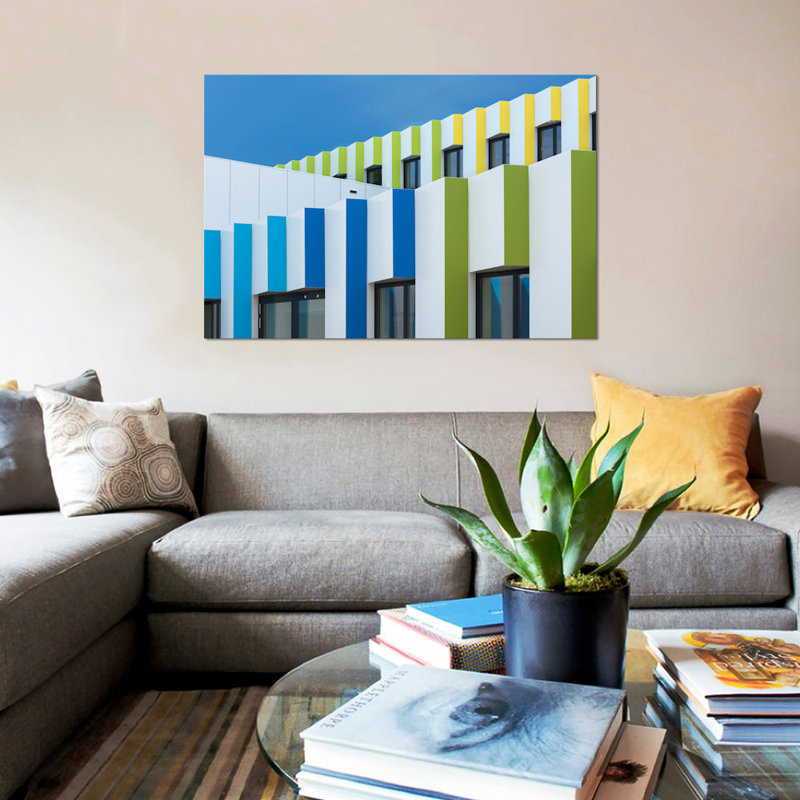 « triple façades », impression sur toile, H 26 po x l 40 po x P 1,5 po, Toile tendue, Pas de tapis