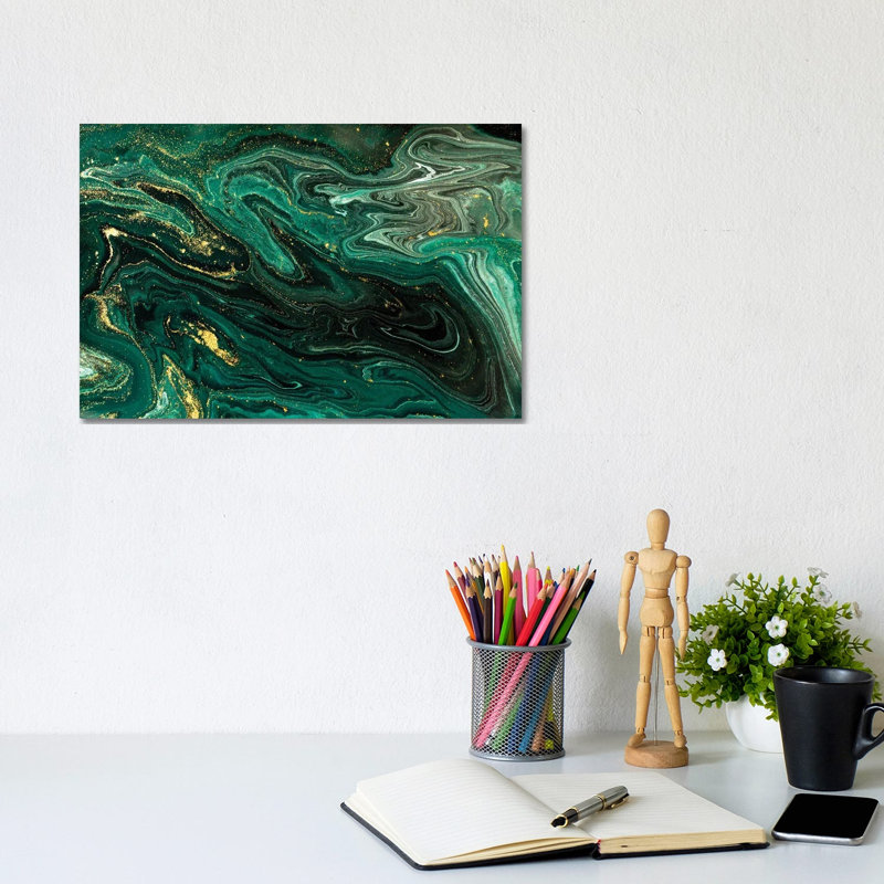 Shimmer Green Marble by EnShape - Wrapped Canvas Print, 20.32 cm H x 30.48 cm W