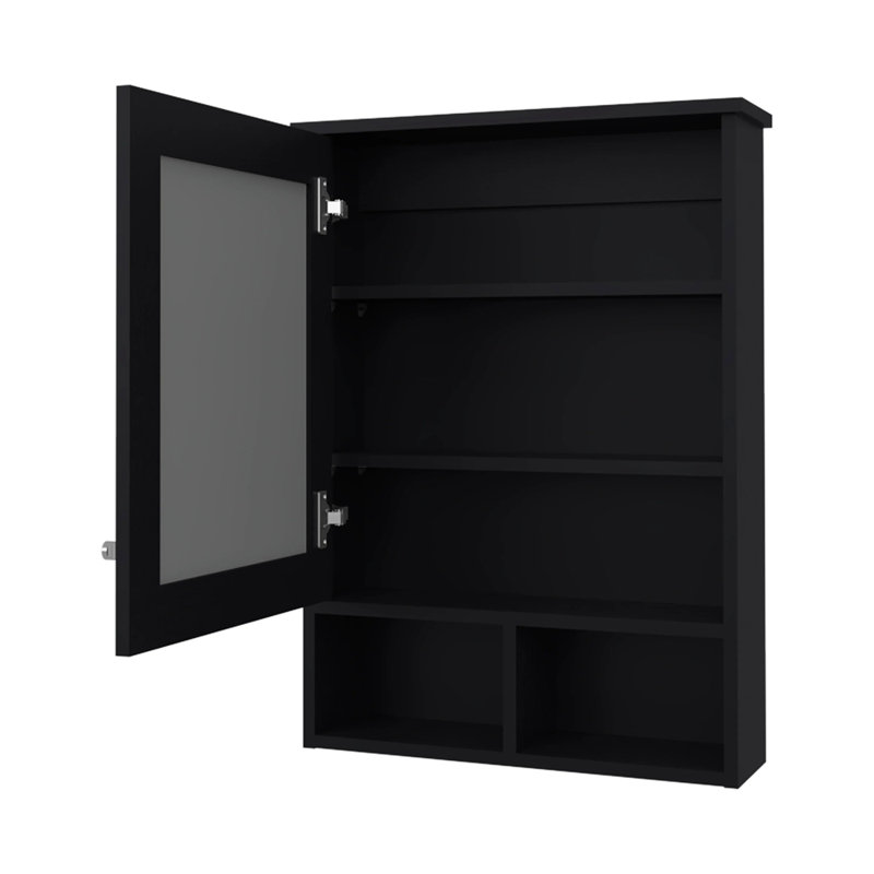 Pharmacie avec porte et miroir inclus, Noir, noir, noir, noir