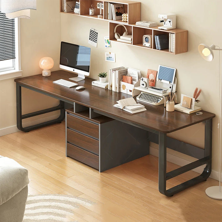 Naite Rectangle Computer Desk, 29.33cm H x 94.48cm W x 19.68cm D, Chocolate/Black