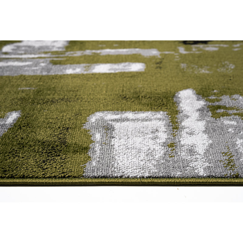 Abstract Area Rug, Rectangle 80 x 150 cm, Green