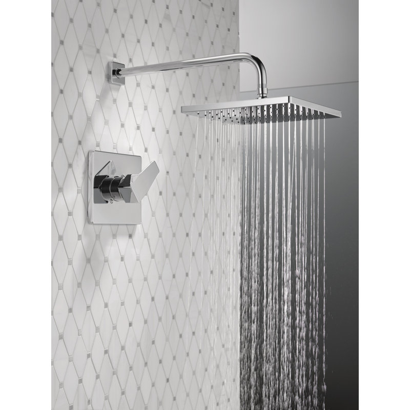 Modern 14 Series Square Rain Shower Faucet Set, Chrome Shower Head and Handle Set, Valve Trim Kit, Chrome (Valve Not Included)