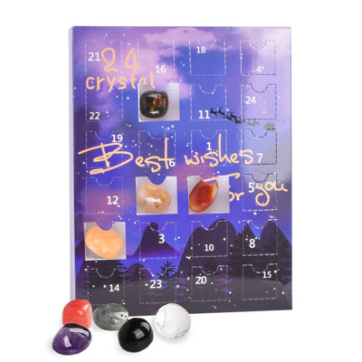 The Holiday Aisle® Christmas Advent Calendar 24 Days Natural Healing Crystal Gemstones Rocks Countdown Calendar