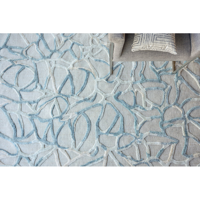 Goudy Hand-Loomed Blue Area Rug, Rectangle 8' x 10'