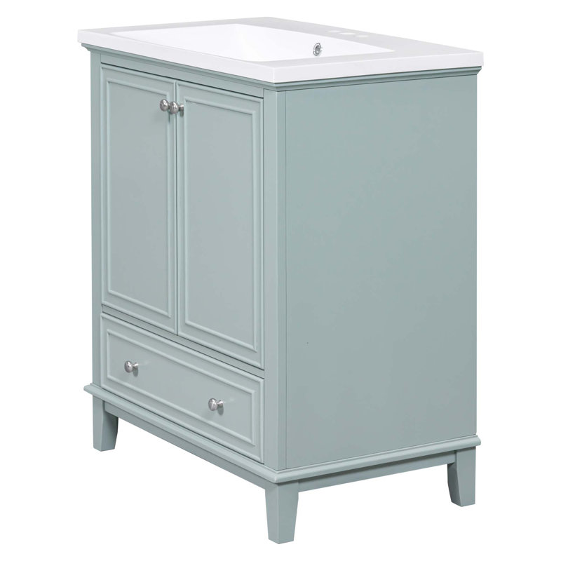 30" Bathroom Vanity With Sink Combo, Multi-Functional Bathroom Cabinet With Doors And Drawer, Green