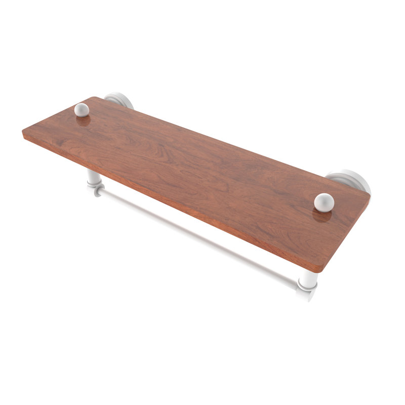 Beresford Bracket Shelf with Towel Bar, Matte White, 5" H x 16" W x 5" D