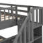 Lit superposé gris avec rangement pour escalier et garde-corps. Chambre à coucher, Dortoir essentiel. Structure en bois massif. Grande capacité. Escalier sécuritaire. Option de conception polyvalente. Aucun sommier tapissier requis. 250 lb supérieur,