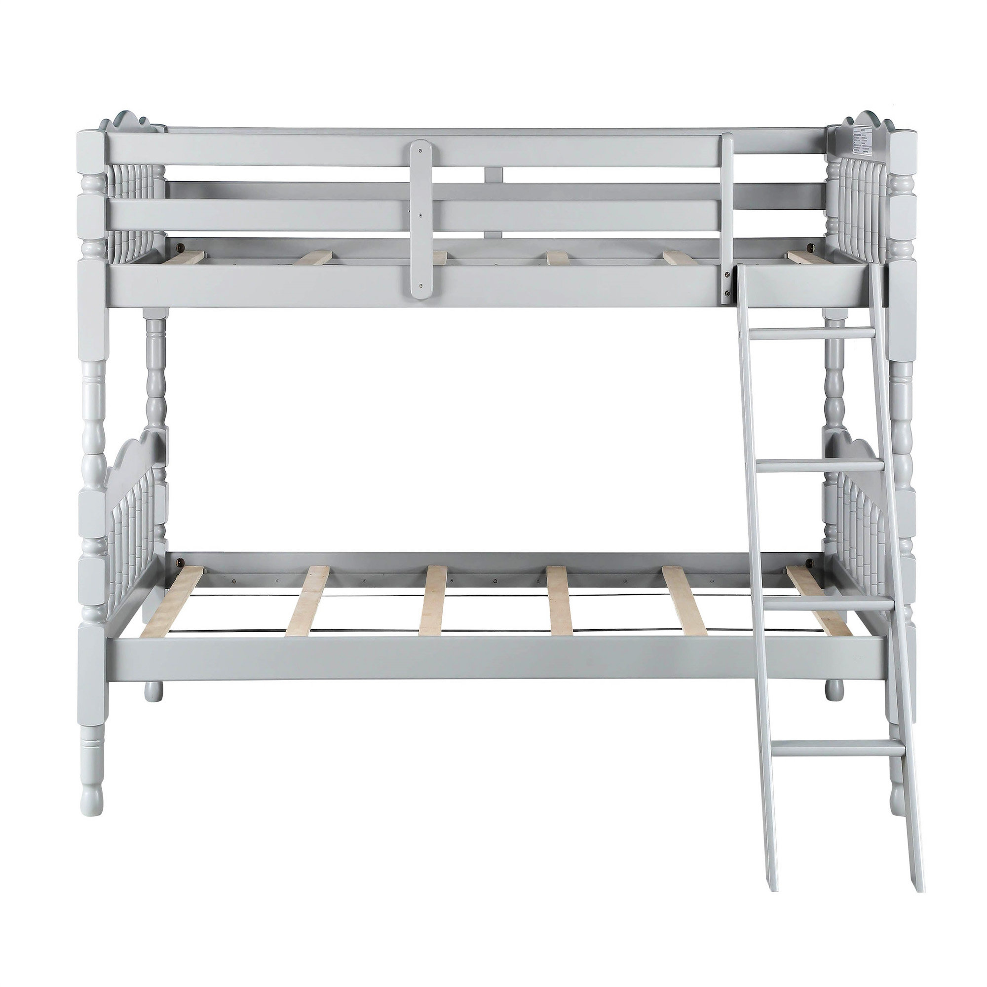 Harriet Bee Grey Twin Over Twin Bunk Bed With Built-In Ladder | Wayfair