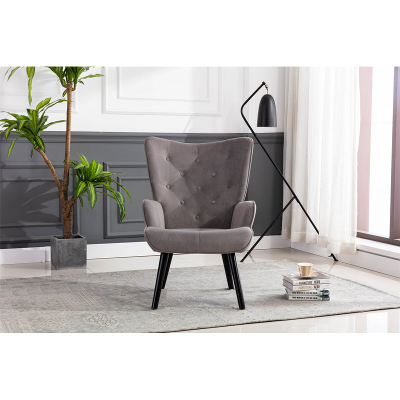 Cleaton Upholstered Armchair, Grey Velvet