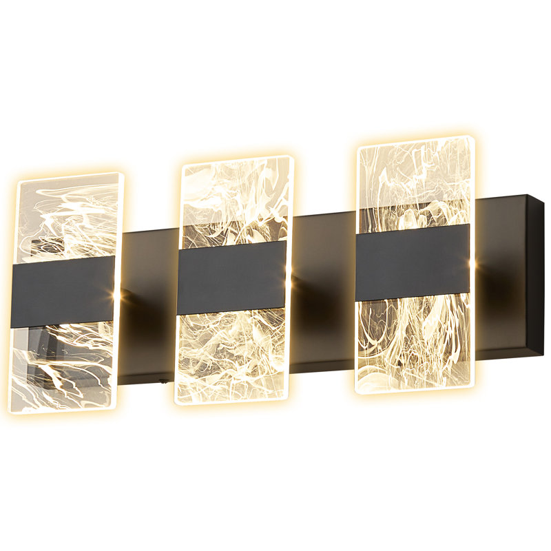 3 - Light Dimmable Vanity Light LED Wall Sconce, Matte Black