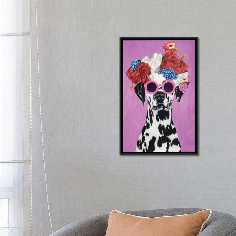 « mode dalmatien rose » par coco de paris, reproduction d’art sur toile tendue, H 26 po x l 18 po x P 1,5 po, Pas de tapis