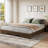 King Size Walnut Wood Platform Bed Frame, Wave Design, Low Profile, Noise-Free-129473832-129473834