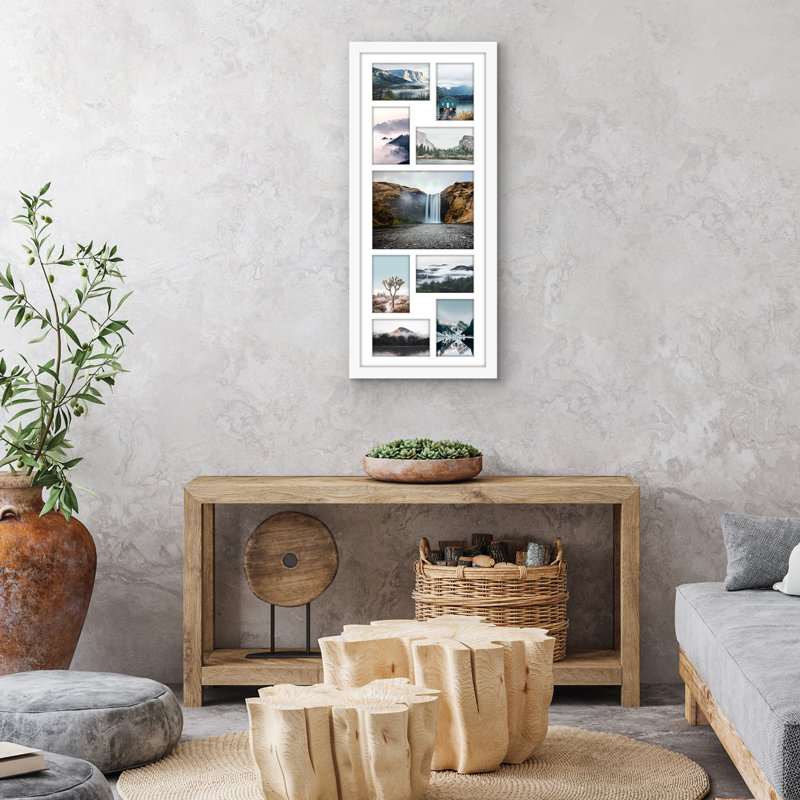 Cadre 12 po x 12 po - convient à une photo 8 po x 10 po et à huit photos 4 po x 6 po ou à une photo 12 po x 30 po, Blanc