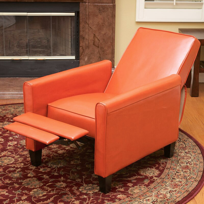 Fauteuil inclinable manuel en similicuir de 27 po de largeur Licause, Orange 