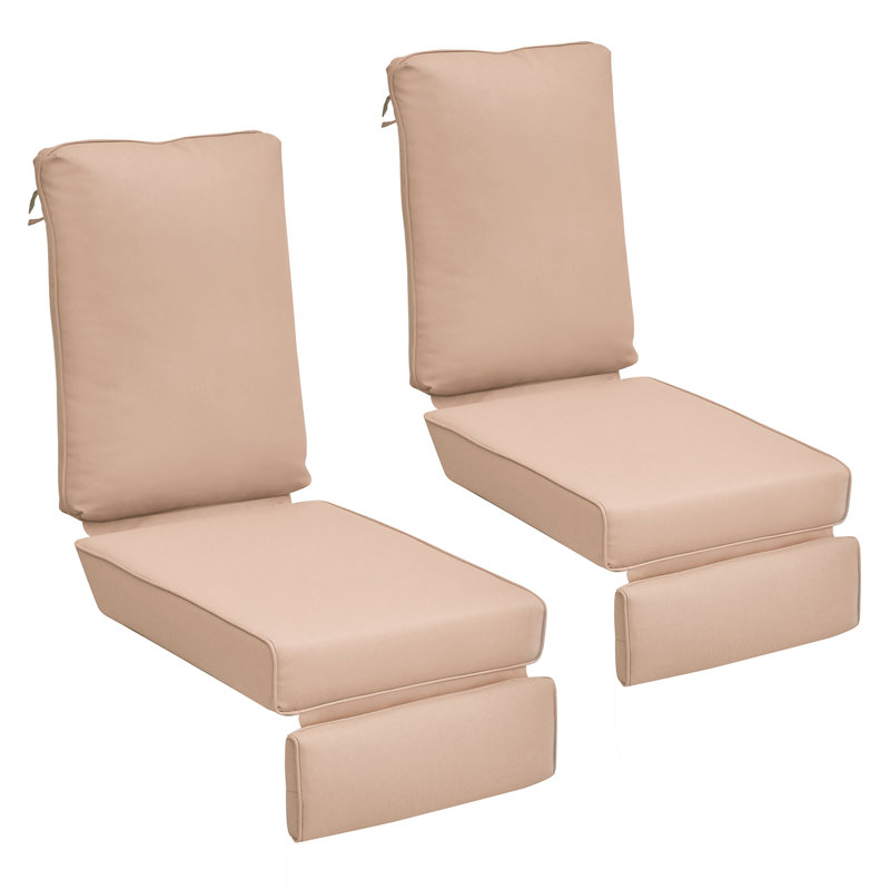 Outdoor 5.5'' Chaise Lounge Seat / Back Cushion(Set Of 2), Beige