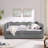Queen Size Cozy Gingham Daybed With Two Storage Drawers, With USB Port And Adorable Wave Shaped, Linen Fabric-1823552040-1823552041